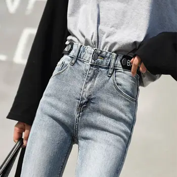 2020 nové modrá sivá vysoký pás 9-bod džínsy dámske jednoduché Legíny slim ceruzkou nohavice vysoký pás džínsy plus veľkosť jeans