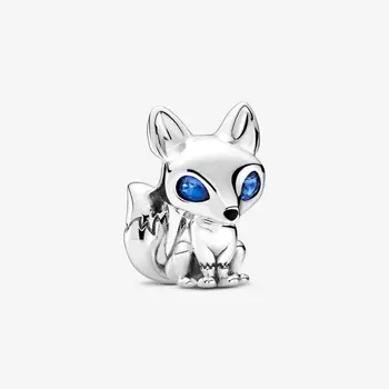 2020 Nové Reálne 925 Sterling Silver Blue-Eyed Fox Kúzlo Fit pandora kúzlo Náramok Náramok zvierat Perličiek DIY Šperky
