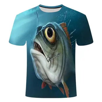2020 nové rybárske štýl t-shirt bežné 3D tlač digitálnych ryby t-shirt pánske t-shirt lete krátky rukáv kolo krku top