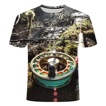 2020 nové rybárske štýl t-shirt bežné 3D tlač digitálnych ryby t-shirt pánske t-shirt lete krátky rukáv kolo krku top