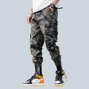 2020 nové streetwear stuhy mužov cargo nohavice Kamufláž joggers vojenské tepláky XS-4XL AXP113