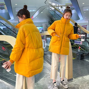 2020 Nové Zimné ženy parkas módne lesklá tkanina zahustiť vetru teplé bundy kabát outwear snehu nosenie bunda S-XL