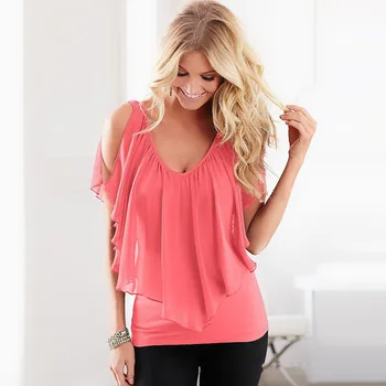 2020 Nové Šifón Bat Šitie Rukávov T-shirt Topy Ženy Plus Veľkosť Tričko s Dlhým Rukávom Ženy Victoria Secret Pink
