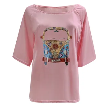 2020 Nové Žien S-3XL Krátke Kreslené Vytlačené Vintage Tshirts O-Krku Voľné Tee Topy Žena Príležitostné Letné Tričká Oblečenie