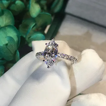 2020 nový klenot-nastaviť rozšírené v tvare diamantu šesť-stranný krúžok dámy roztomilý romantické kúzlo štýl zásnubný diamantový prsteň