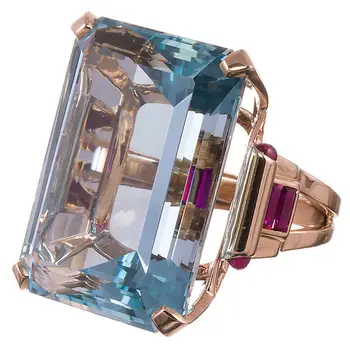 2020 nový príchod luxusné rose gold modrá farba zapojenie snubný prsteň pre ženy lady výročie darček šperky R5468