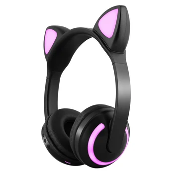 2020 Nový Roztomilý Bluetooth Stereo Mačka Ear Slúchadlá Blikajúce Žiariace mačka ear slúchadlá Herné Headset Slúchadlo 7 Farieb LED svetlo