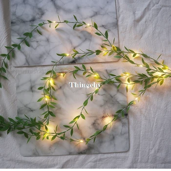 2020 Nových Viníc, Pobočka Listy dekoratívne veniec batéria Medené LED víla string svetlá na Jar svadobné dekorácie, party