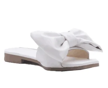 2020 Papuče Topánky Ženy Sandále Nové PU Kožené Otvorené Prst luk-uzol Ploché Bežné Listov Letné Vonkajšie Pláži Žena Flip Flops