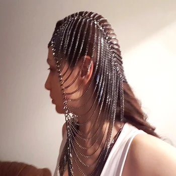 2020 Prehnané zlata reťazca tiaras ženy punk party stage bijoux viacvrstvových hlavu reťazca pokrývku hlavy Čelo, vlasy, šperky