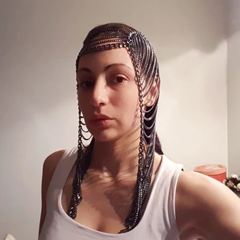 2020 Prehnané zlata reťazca tiaras ženy punk party stage bijoux viacvrstvových hlavu reťazca pokrývku hlavy Čelo, vlasy, šperky