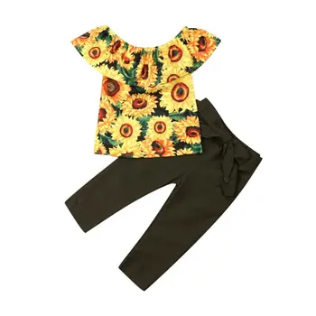 2020 Pudcoco Deti Baby Dievča Módne Oblečenie Slnečnice Topy Dlhé Nohavice Legíny Oblečenie Set