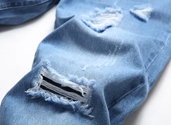 2020 pánskej módy roztrhané džínsy tesný škrabance Chudá light blue biker hip-hop denim stretch nohavice Plus veľkosť 40 42