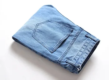 2020 pánskej módy roztrhané džínsy tesný škrabance Chudá light blue biker hip-hop denim stretch nohavice Plus veľkosť 40 42