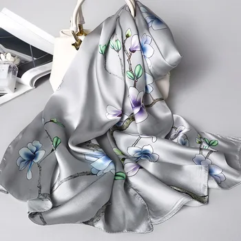 2020 Reálne Hodvábna Šatka Ženy, Luxusné Značky Dizajnér Šály A Zábaly Elegantný Kvetinový Tlač Pashmina Zimné Šatky Femme Hidžáb