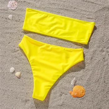 2020 Sexy Vysoký Pás Bikiny Žien Plavky Diamond Crystal Bikini Nastaviť Dva Kusy Plavky Pevné Plavky Letné Plážové Oblečenie