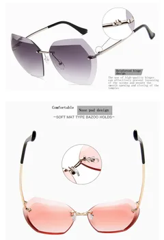 2020 slnečné Okuliare Ženy Značky Dizajnér bez obrúčok Gradient Slnečné Okuliare Odtiene Rezanie Objektív Dámy Frameless Kovové Okuliare UV400
