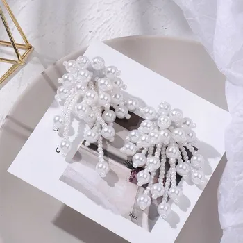 2020 Svadobné Šperky Simulované Pearl Dlhé Náušnice Pre Ženy Kórejský Módne Elegantné Veľké Malé Biele Guľôčky Drop Earing Bijoux Darček