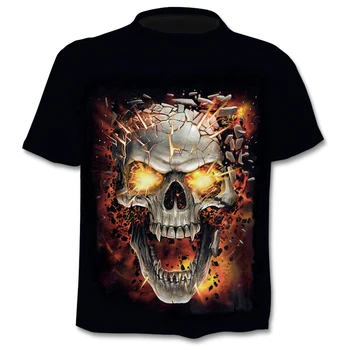 2020 T shirt Mužov Kostra T-shirt Punk Rock Tričko 3d Tlač nadrozmerné tričko Retro Mužov Oblečenie Letné čierne topy Plus Veľkosť