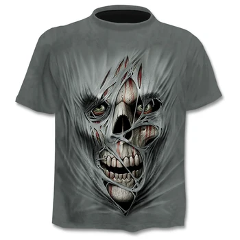 2020 T shirt Mužov Kostra T-shirt Punk Rock Tričko 3d Tlač nadrozmerné tričko Retro Mužov Oblečenie Letné čierne topy Plus Veľkosť