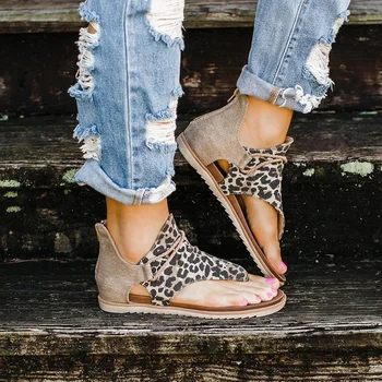 2020 Top predajca - Ženy Sandále Leopardí Vzor Veľké Veľkosti Ríma Sandále dámske Anti-slip Hot Predaj Kliny Letné topánky