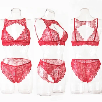2020 Transparentné Bielizeň Nastaviť Ženy Čipky Sexy Podprsenka Nastaviť Backless Výšivky Erotické Spodné Prádlo, Módne Súpravy Čierna Biela Červená Bralette