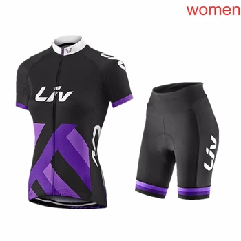 2020 tím LIV dámske Cyklistické Krátke Rukávy/Rukávov jersey šortky podbradník sady 3D gél pad Priedušný rýchloschnúci G1607