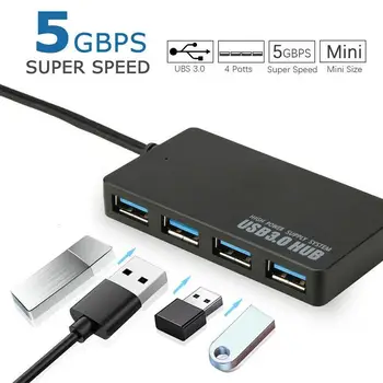 2020 Ultra Slim USB 3.0 4 Port Multi Data Hub pre Rozšírenie Splitter Vysoká Rýchlosť 5 gb / S USB Hub Adaptér Pre MacBook PS3, Xbox Notebook
