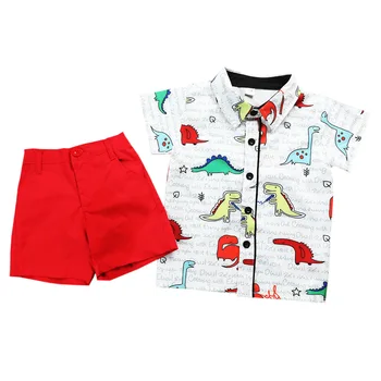 2020 Vianočné oblečenie / Chlapec oblečenie set / Diansour blúzka +Zelené šortky / Červené šortky