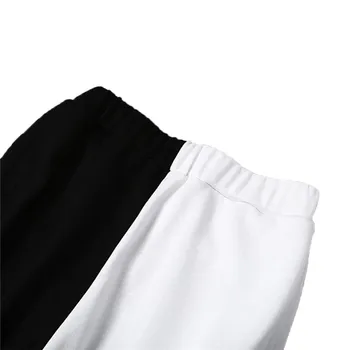 2020 vysoký pás čiernej a bielej patchwork športový hárem nohavice jar leto ženy voľné ležérny športový streetwear nohavice