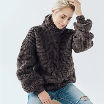 2020 Zimné dámske Hrubé Turtleneck sveter oblečenie pre Ženy ťažké Pulóver Sveter Robustný útulné a teplé vlnené Jeseň Sveter
