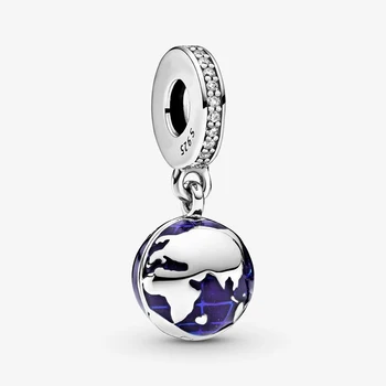 2020 Zimné Nové 925 Sterling Silver Korálky Modrej Planéty Visieť Kúzlo fit Pôvodné Pandora Náramok Vianočné Šperky