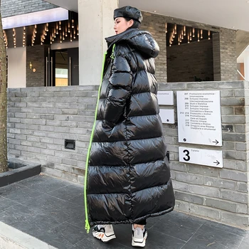 2020 Zimné Ženy Bunda X-dlhý s Kapucňou dole Bavlna kabát žena zimný Kabát Kvalitné hrubé Teplé Outwear Dámske Parkas MY218