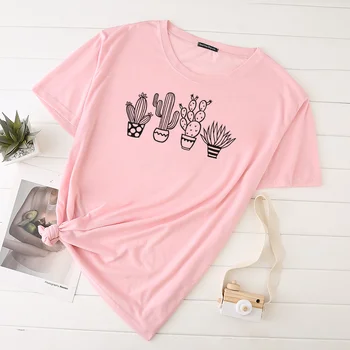 2020 Črepníkové Rastliny Žena Tshirts Grafické Streetwear Topy pre Ženy Tees Módne Biele, Ružové a Nadrozmerné Harajuku Tričko v Lete