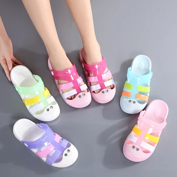2020 Ženy Jelly Topánky Rainbow Letné Sandále Žena Ploché Topánky Dámy Pošmyknúť Na Ženu Candy Farby Típat Prst dámske Plážové Topánky