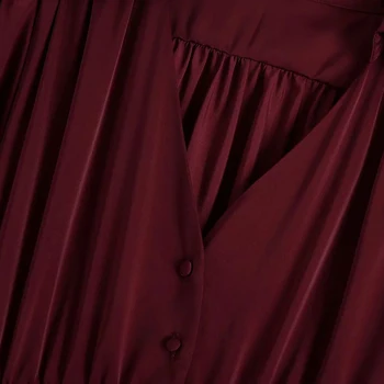 2020 Ženy, Saténové Šaty tvaru Dlhé Lístkového Rukávy s Asymetrickým lemom Vintage Midi Šaty Elegantné Módne bežné Ženy Šaty