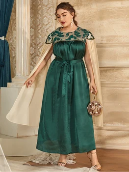 2021 Abaya Jarné Dámske Dámy Šaty Veľké Plus Veľkosť Módne, Elegantné, Šitie Rukávov Oka Krídla Ramadánu Party Šaty
