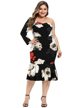 2021 Abaya Jarné Dámske Šaty Veľké Plus Veľkosť Elegantné Módne Bez Ramienok Sexy Rose Tlač, Šitie Midi Party Šaty