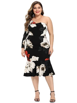 2021 Abaya Jarné Dámske Šaty Veľké Plus Veľkosť Elegantné Módne Bez Ramienok Sexy Rose Tlač, Šitie Midi Party Šaty