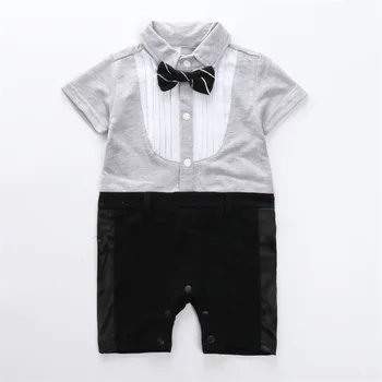 2021 Chlapci Letné Oblečenie Jumpsuit Trakmi, Patchwork Gentleman Novorodenca Oblečenie-Krátke rukávy z Jedného kusu Nové Narodený Romper