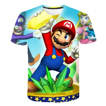 2021 Detské Letné Oblečenie Kreslené Tričká Chlapci T-Shirt Zábavnej Hre Mario Bro Dieťa Topy 4-16 T Krátky Rukáv Cool Tee Dievčatá Topy