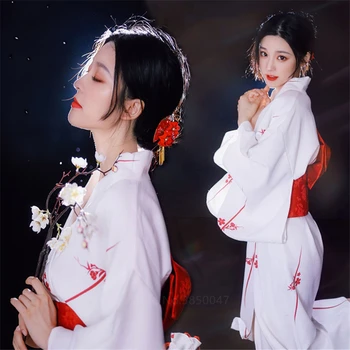 2021 Japonský Tradičnom Štýle Kimono Yukata Žena Geisha Štádium Kostým Dámy Haori Lepšiu Vintage Kimono