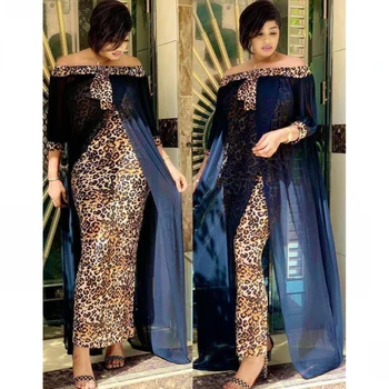 2021 Jar Jeseň Fashion Voľné Leopard Ženy Maxi Dlhý Split Šaty Na Voľný Čas Vonku Patchwork Bez Ramienok Sexy Afriky Šaty