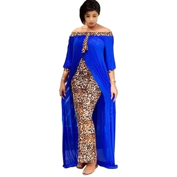2021 Jar Jeseň Fashion Voľné Leopard Ženy Maxi Dlhý Split Šaty Na Voľný Čas Vonku Patchwork Bez Ramienok Sexy Afriky Šaty