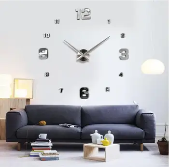 2021 moderný dizajn ponáhľal Quartz hodiny módne hodinky zrkadlo nálepky diy obývacia izba dekor nový príchod 3d skutočné veľké nástenné hodiny
