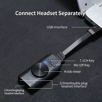 2021 Nové GS3 Virtuálny 7.1 Kanálové Zvukové Karty Adaptéra USB 3,5 mm Slúchadlá pre Notebook