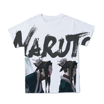 2021 Nové Letné 3D T Shirt Mužov Oblečenie Chlapec Dieťa Krátky Rukáv Priedušný Polyester Naruto Biela 3 D TShirts Prispôsobiť 110-6 XL