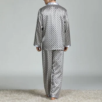 2021 Nové Módne pánske Vytlačené Hodváb Pyžamo Dlhý Rukáv Vyhovovali Veľké Veľkosti, oblečenie pre voľný čas Kvalitný Pohodlné Bežné Oblek