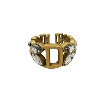 2021 Nové Retro Gotický D-slovo Zirkón Bronz Otvoriť Krúžok Pre Ženy Móda kórejský Šperky Luxus na Vysokej Úrovni Darček Dievča Neobvyklé Krúžok