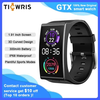 2021 Nové TICWRIS GTX Mužov Smart Hodinky 300mAh Bluetooth Nepremokavé Krvný Tlak Šport Smartwatch Fitness Náramok Pre Android